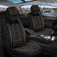 Front seat covers suitable for Ford Ranger from 2006 in color Black Beige Set of 2 Checkered mix