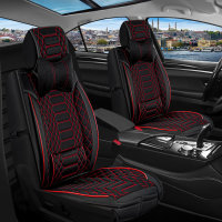 Front seat covers suitable for Ford Ranger from 2006 in color Black Red Set of 2 Checkered mix