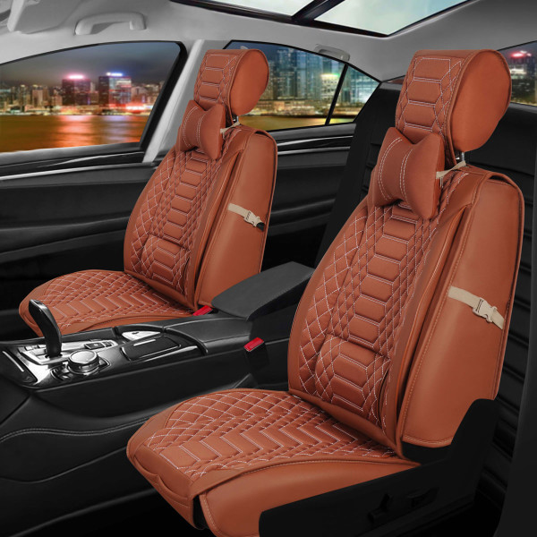 Front seat covers suitable for Isuzu D-Max from 2006 in color cinnamon Set of 2 Checkered mix