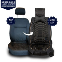 Sitzbez&uuml;ge passend f&uuml;r Mercedes GLA ab 2013 in Schwarz/Beige 2er Set Karomix