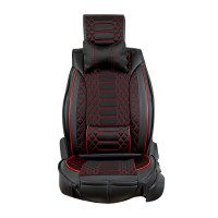 Front seat covers suitable for Mitsubishi L200 from 2006 in color Black Red Set of 2 Checkered mix