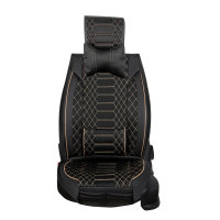 Front seat covers suitable for Mitsubishi L200 from 2006 in color Black Beige Set of 2 Checkered mix